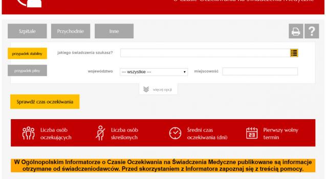 Powiększ obraz: Widok strony kolejki.nfz.gov.pl